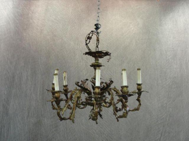 Appraisal: Arm Bronze Rococo Style Chandelier From a Long Island estate