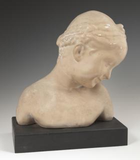 Appraisal: Patinated Plaster Bust of a Smiling Child late Patinated Plaster