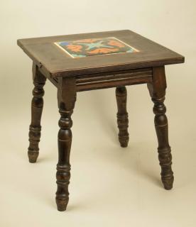 Appraisal: California Tile Table Wood side table with California polychrome tile