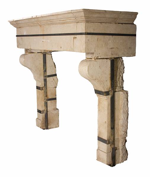 Appraisal: A French Baroque limestone fire surround primarily th century height