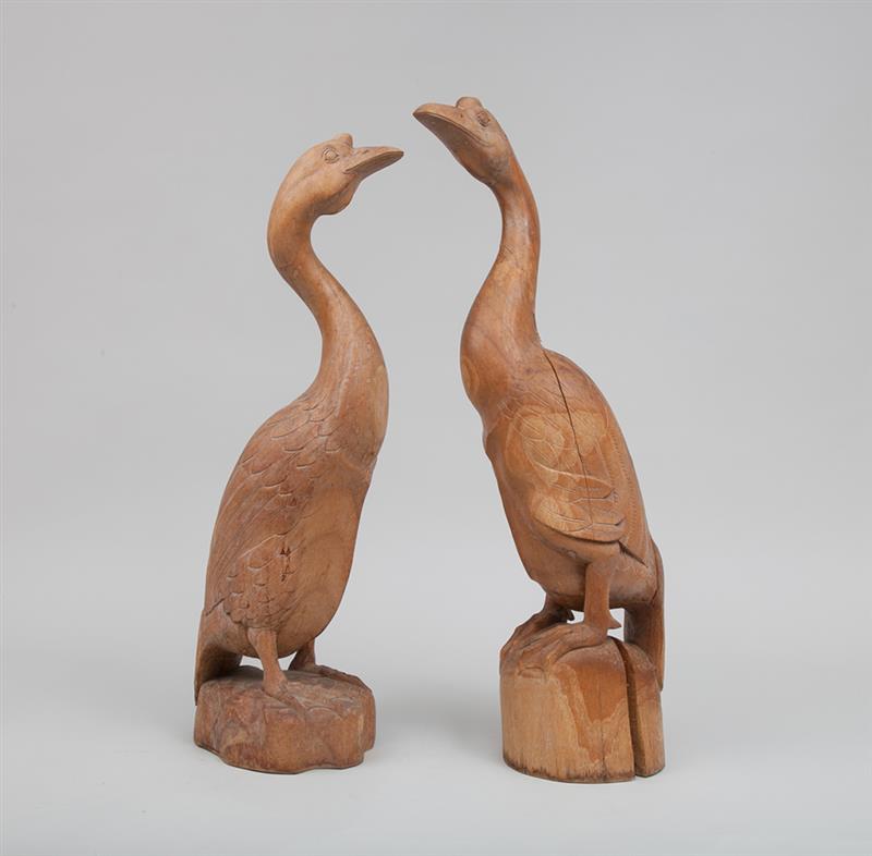 Appraisal: Pair of Carved Wood Geese x x in x x