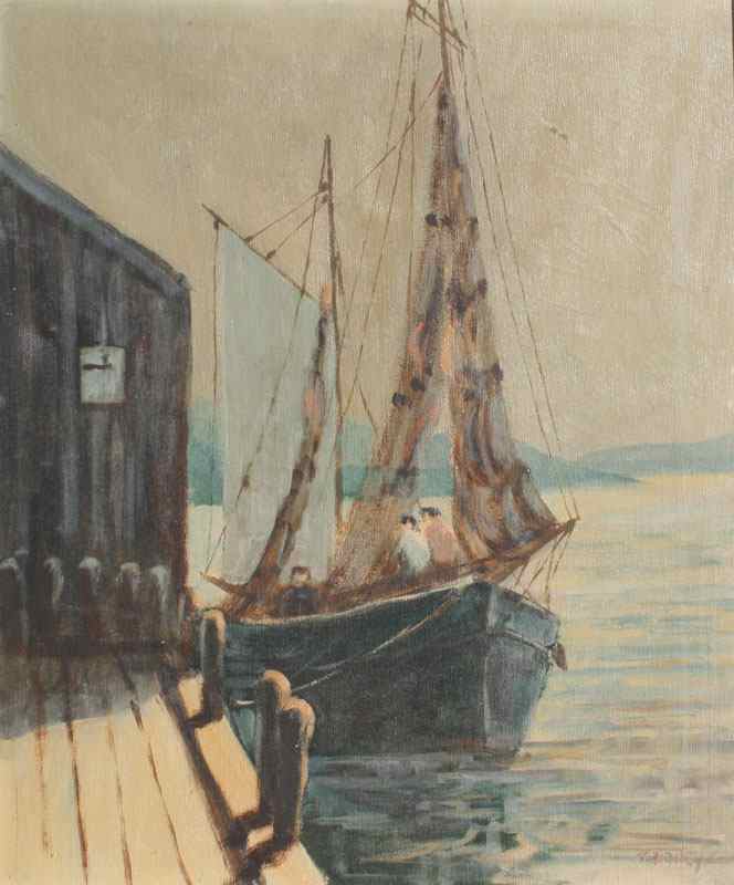 Appraisal: THOMAS BAILEY AKA WILLIAM PASKELL DOCKSIDE SCENE OIL Canvas ''