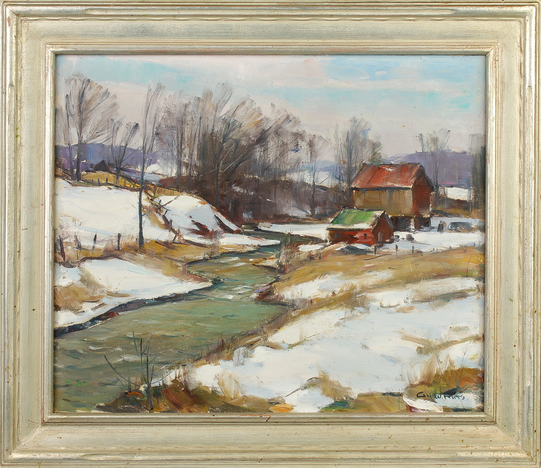 Appraisal: Carl W Peters American - Landscape with Stream and Barn