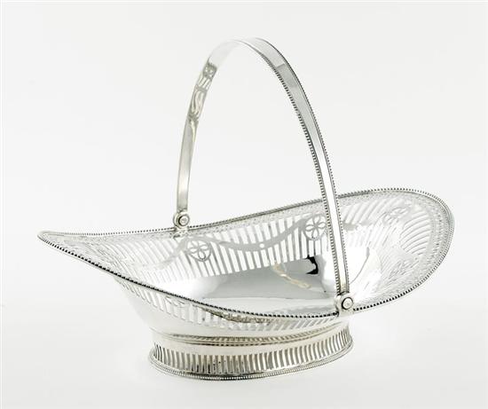 Appraisal: George III sterling cake basket Hester Bateman London dated beaded