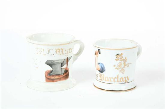 Appraisal: TWO OCCUPATIONAL SHAVING MUGS Both for Blacksmith's F T Myers