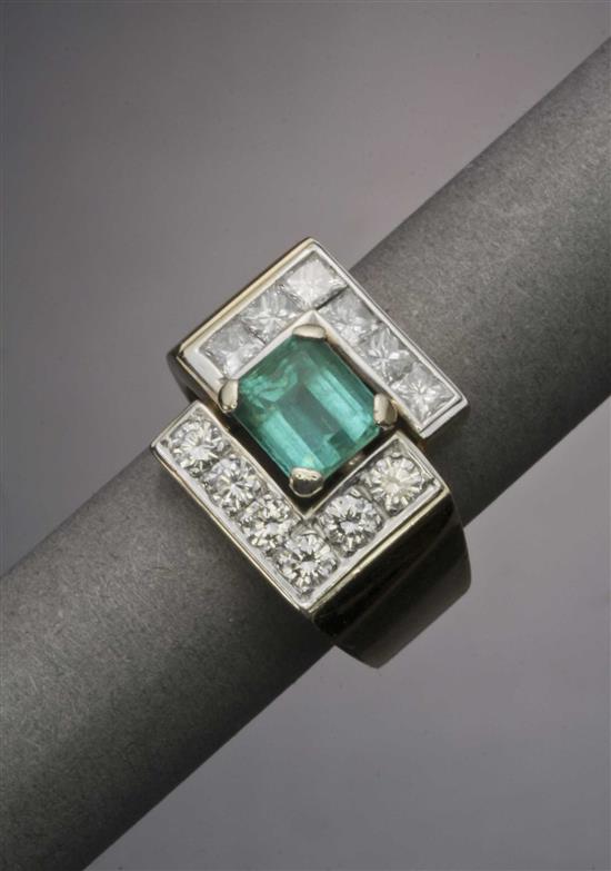 Appraisal: Lot Property of Various Owners -Karat Yellow-Gold Emerald and Diamond