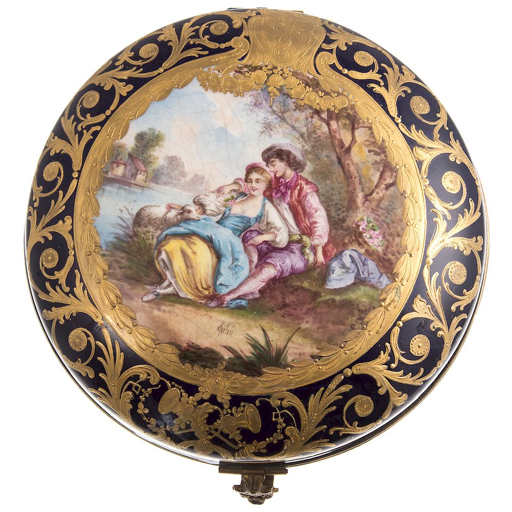 Appraisal: Sevres gilt metal mounted porcelain dresser box second half th