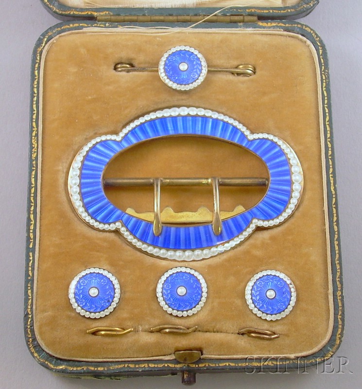 Appraisal: Gentleman's Enameled Set comprised of a buckle a tie bar