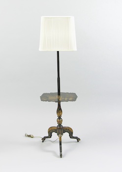 Appraisal: A Tray Table Floor Lamp With a pretty pleated silk