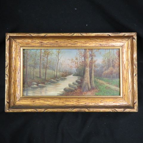 Appraisal: Andrew Curtain Davis oil autumn landscape x original frame on