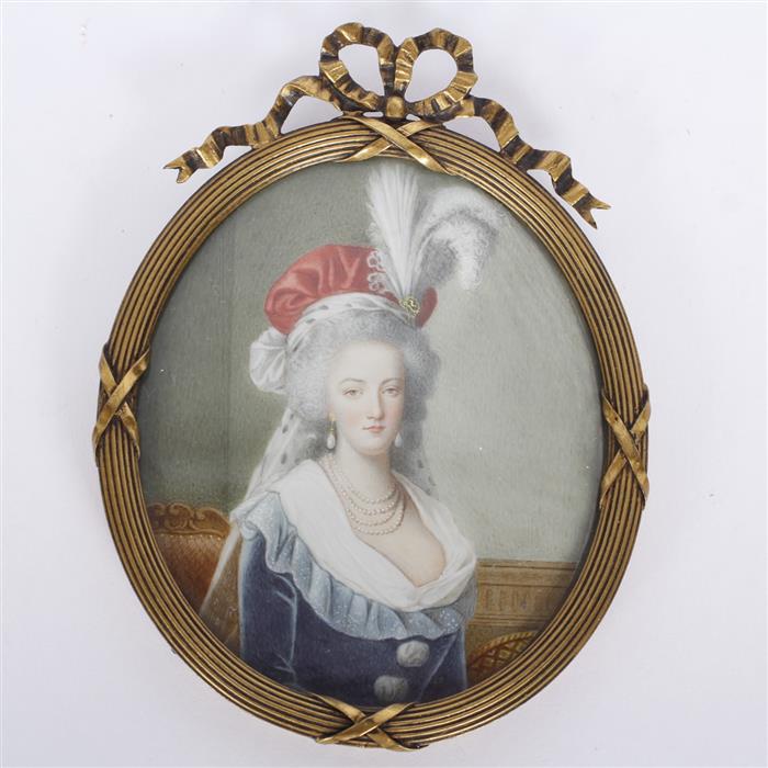 Appraisal: Quality miniature oval portrait of Marie Antoinette on Ivory with