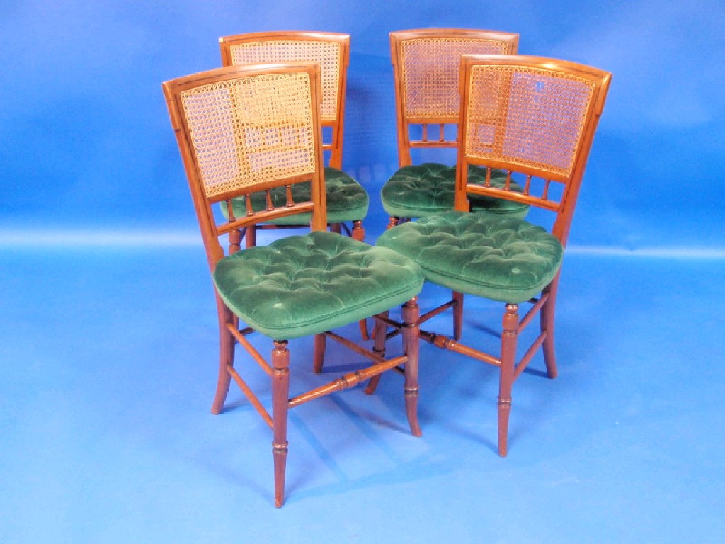 Appraisal: A set of four Victorian occasional chairs woven cane backs