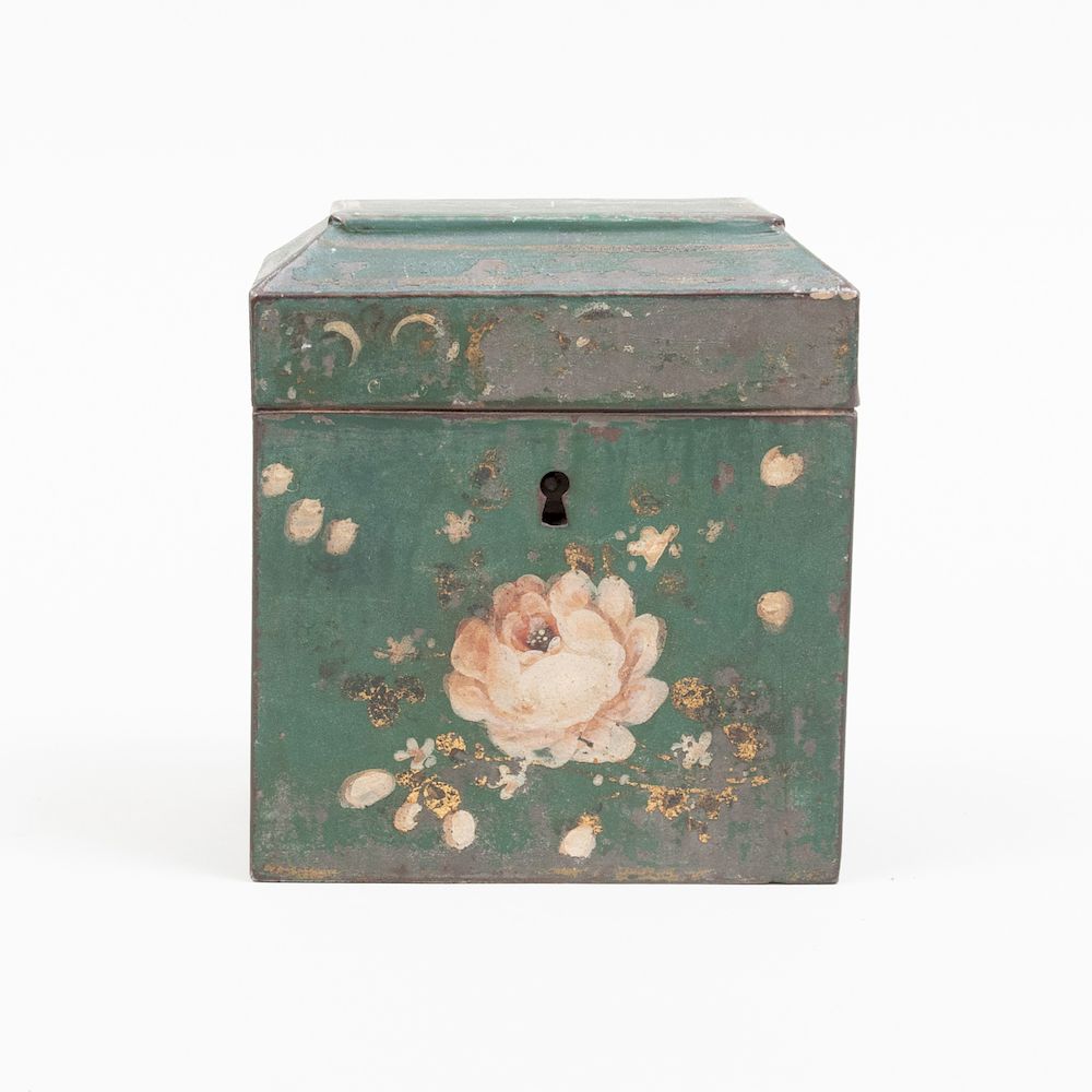 Appraisal: Pained Tin Tea Caddy x x in Condition There are