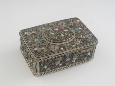 Appraisal: A late th century Swiss singing bird box decorated with