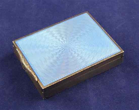 Appraisal: A late 's continental silver and guilloche enamelled compact of