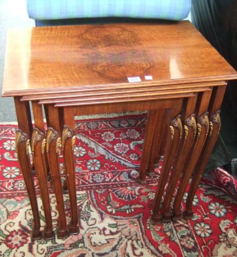 Appraisal: A quartetto of th century walnut framed occasional tables with