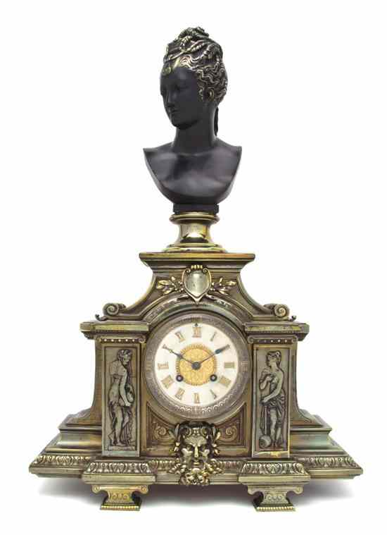 Appraisal: A French Gilt and Patinated Bronze Mantel Clock having a