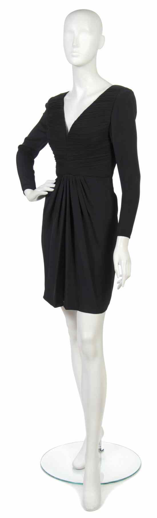 Appraisal: A Galanos Black Silk Cocktail Dress Labeled Galanos