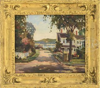 Appraisal: SIGNED American th Century DAPPLED SUNLIGHT GLOUCESTER Oil on canvas