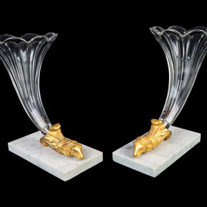 Appraisal: A Pair of Empire Style Glass Cornucopia Vases TH TH