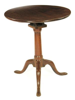 Appraisal: A mahogany tripod table the circular tilt top revolving on