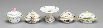 Appraisal: Five pieces Herend china four miniature tureens all with fruit