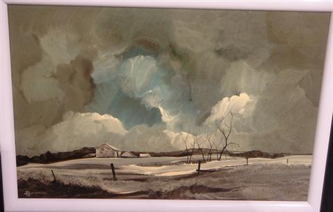 Appraisal: Don Hornberger American th c acrylic on masonite winter farm