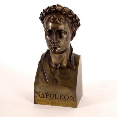 Appraisal: A bronze bust of Napoleon wearing a laurel wreath and