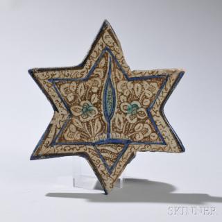 Appraisal: Star-shaped Luster and Cobalt Blue Tile Star-shaped Luster and Cobalt