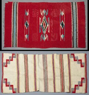 Appraisal: Two Navajo Double Sided Saddle Blankets th c ' x