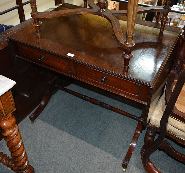 Appraisal: th Century mahogany sofa tablethe rectangular top having reeded edges