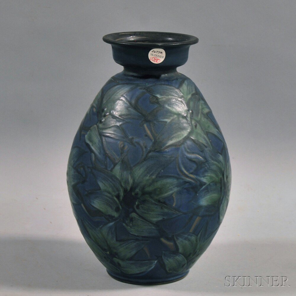 Appraisal: Danish Studio Pottery Vase th century with floral-decorated body on