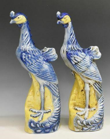 Appraisal: pair Chinese porcelain phoenix figures th c in blue and