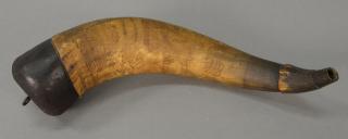 Appraisal: Early horn powder horn with animals boat fish man with