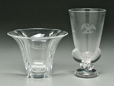 Appraisal: Two Steuben clear glass vases one with four tapered everted