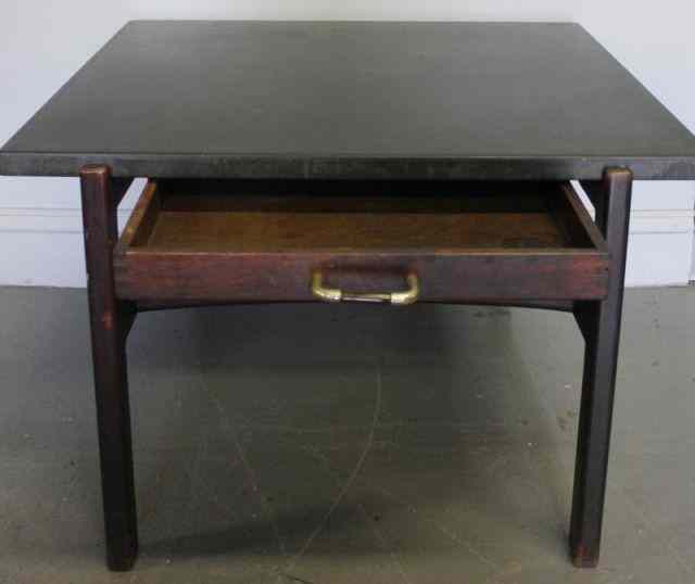 Appraisal: Midcentury Jens Risom Side Table with Slate Top Unmarked From