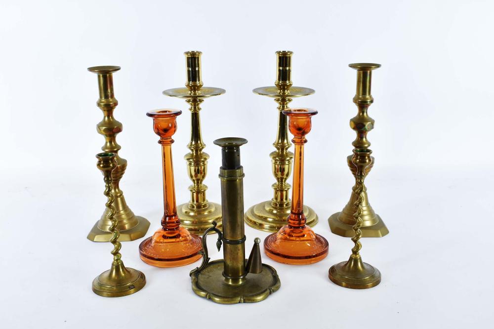 Appraisal: FOUR PAIRS OF VARIED CANDLESTICKS AND ANOTHER th th Century