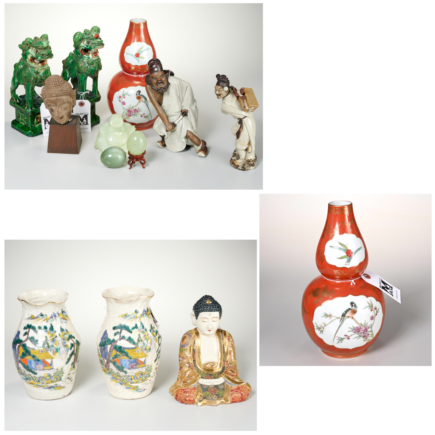 Appraisal: CHINESE DECORATIVE OBJECTS GROUP th c pieces incl mud figures