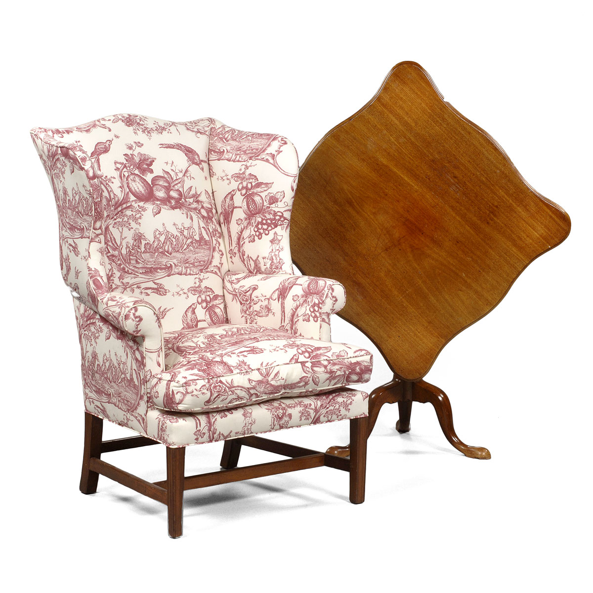 Appraisal: NEW ENGLAND CHIPPENDALE MAHOGANY WING CHAIR The canted back with