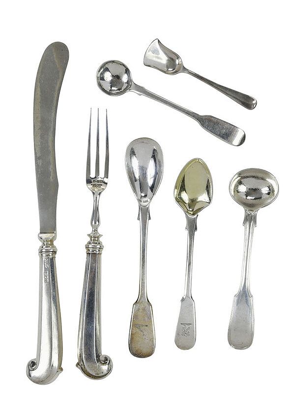 Appraisal: Pieces English Silver Flatware th th century including five hollow