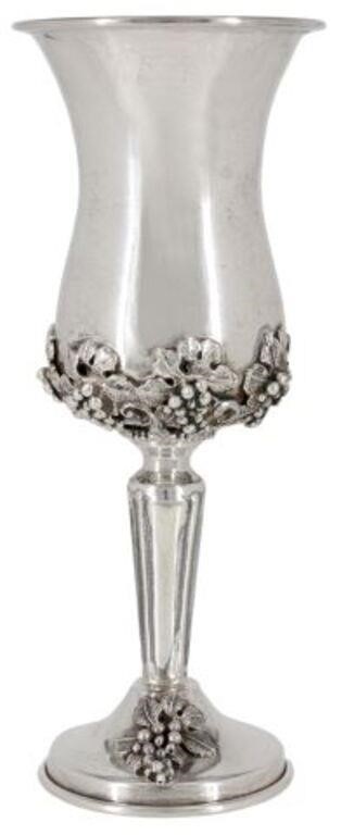 Appraisal: Sterling silver Kiddush cup with gilt-washed bowl cast grape clusters