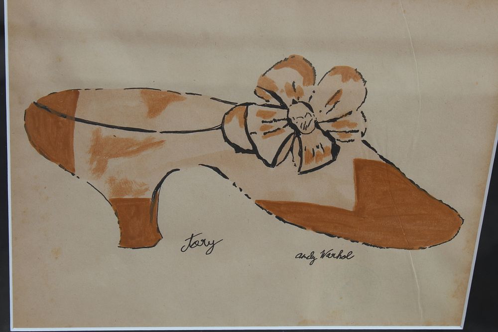 Appraisal: After Andy Warhol Marker Drawing of Shoe After Andy Warhol