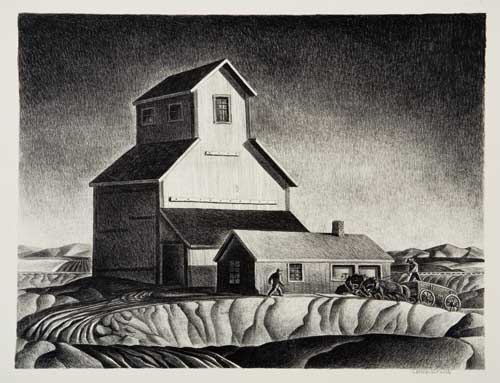 Appraisal: DALE NICHOLS Two lithographs Grain Elevator x mm x inches