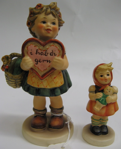 Appraisal: TWO GERMAN HUMMEL FIGURES Valentine Gift HUM - H TM-