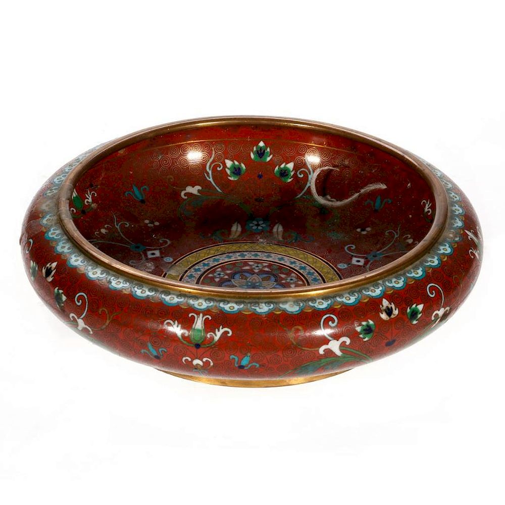 Appraisal: Chinese Cloisonne bowl A th century Chinese cloisonne low bowl