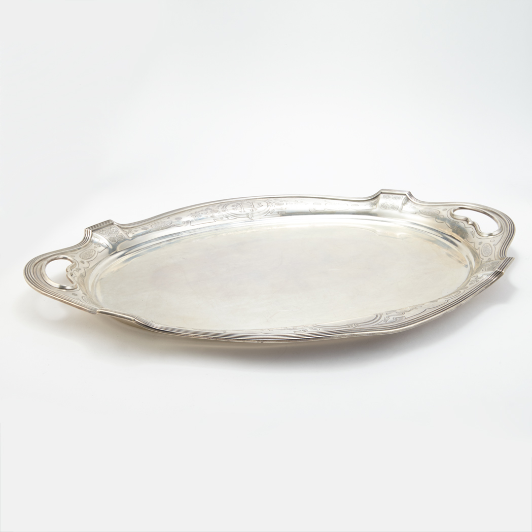 Appraisal: Gorham Sterling Silver Two-Handled Tray Circa Of shaped oval form