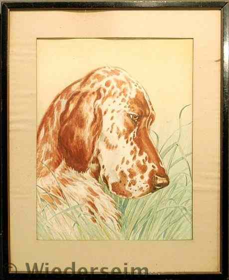 Appraisal: Liedl Charles American Japanese mid- th c watercolor canine portrait