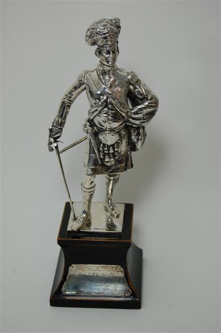 Appraisal: A silver statue of a Seaforth Highlanders Officer by Elkington