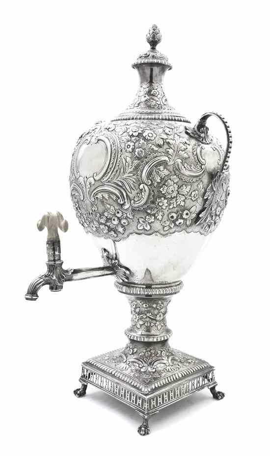 Appraisal: A George III Silver Urn on Stand likely Samuel Eaton