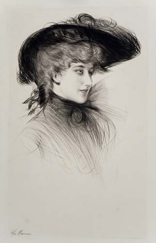 Appraisal: PAUL C SAR HELLEU Femme au Chapeau Drypoint x mm